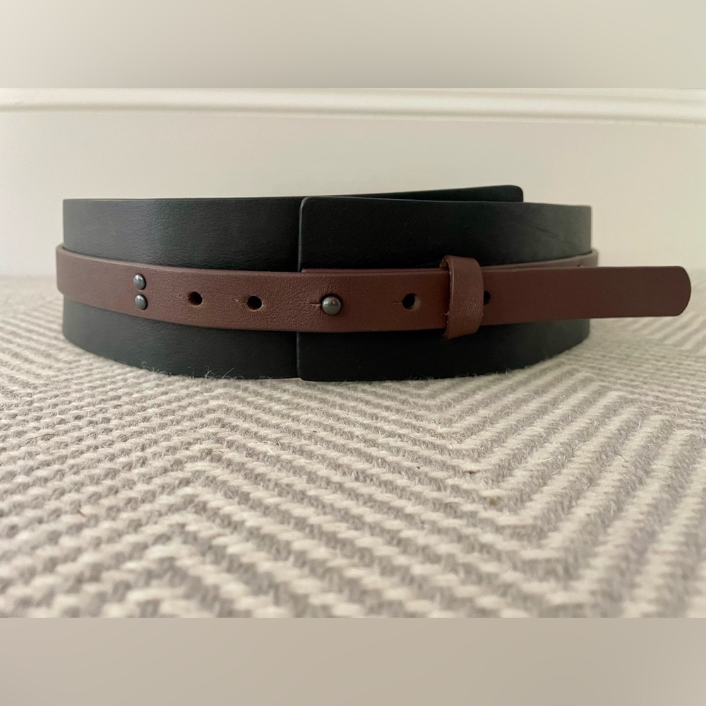 Eileen Fisher Black and Brown Leather Belt